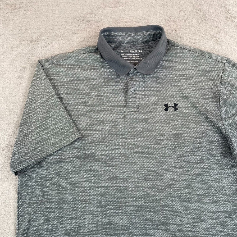 Under Armour Polo Shirt Men XL‎ Heather Grey Performance Loose Fit SS NWOT